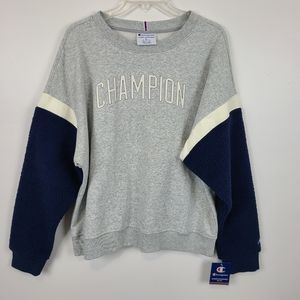 Champion Gray and Navy Crew Neck Sweatshirt XL NWT